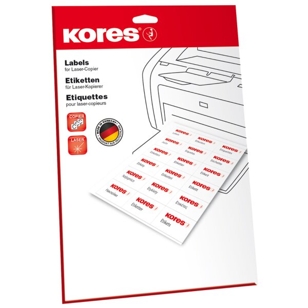 Kores Universal-Etiketten, 70 x 36 mm, weiss, 25 Blatt