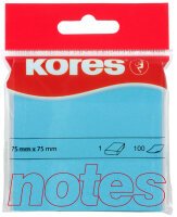 Kores Note adhésive NEON, 75 x 75mm, uni, bleu fluo