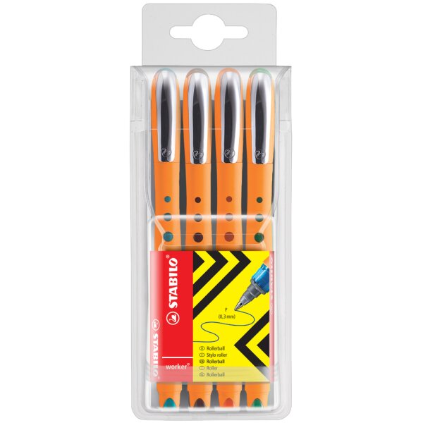 STABILO Tintenroller worker fine, 4er Etui