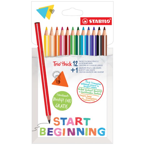 STABILO Crayon de couleur triangulaire épais TRIO, étui