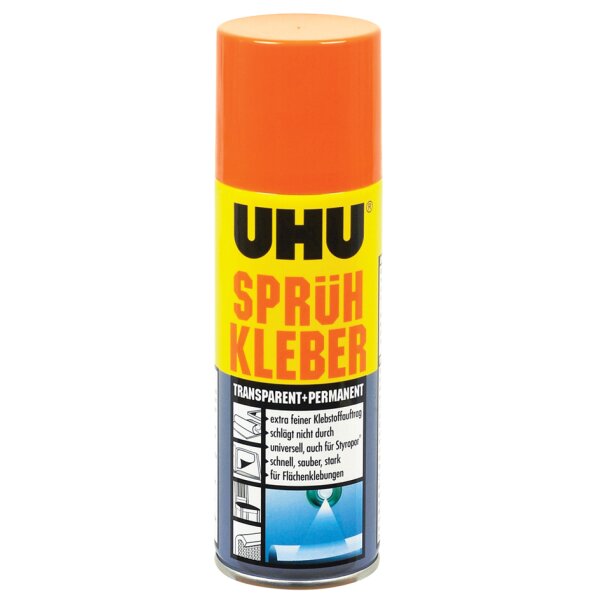 UHU Colle en spray, permanente, transparent, 200 ml