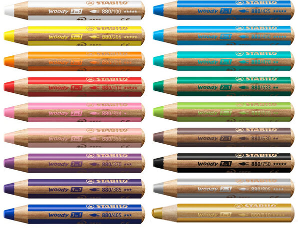 STABILO Crayon multi-talents woody 3 en 1, rond,orange clair