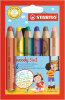 STABILO Crayon multi-talents woody 3 en 1, étui carton de 10
