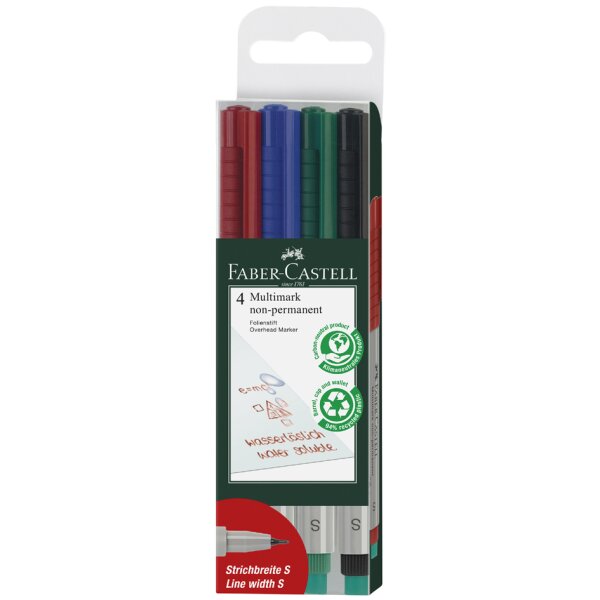 FABER-CASTELL NonPermanent-Marker MULTIMARK F, 4er Etui