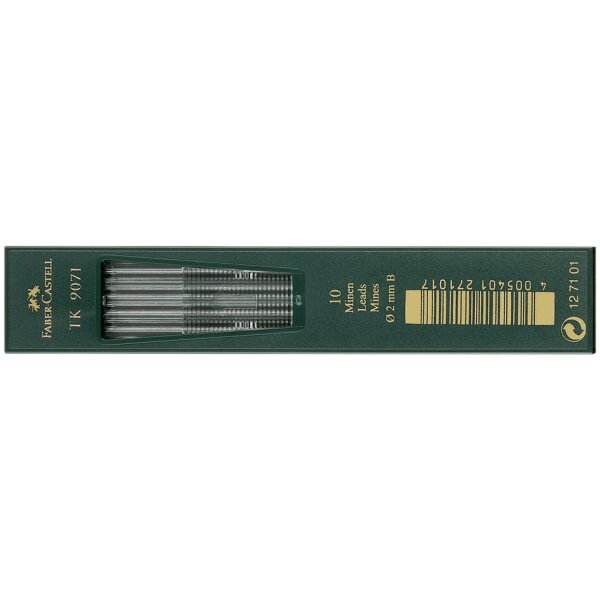 FABER-CASTELL Mines TK 9071, noir profond, degr&eacute; duret&eacute;: 2H