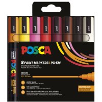 POSCA Pigmentmarker PC-5M, 8er Etui, metallic Farben