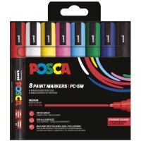 POSCA Pigmentmarker PC-5M, 8er Etui, metallic Farben