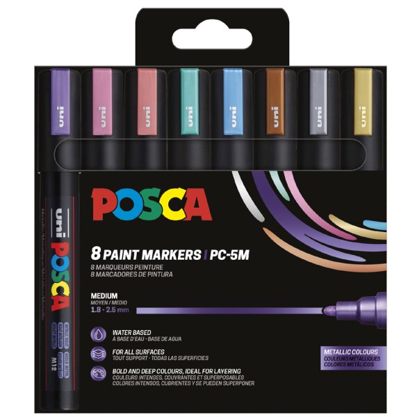 POSCA Pigmentmarker PC-5M, 4er Etui, neonfarben