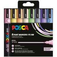 POSCA Marqueur à pigment PC-5M, étui de 8, couleurs pastel