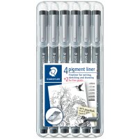 STAEDTLER Feutre à pigment, étui de 4+2...