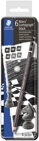 STAEDTLER Bleistift Mars Lumograph black, 6er Metalletui