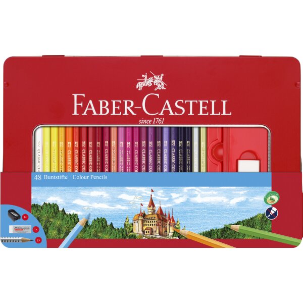 FABER-CASTELL Hexagonal-Buntstifte CASTLE, 24er Metalletui