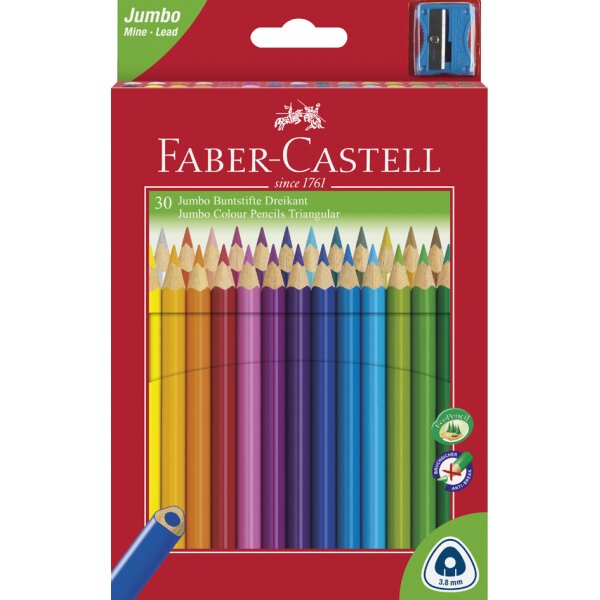 FABER-CASTELL Crayons de couleur Jumbo triangulaire, 20 étui