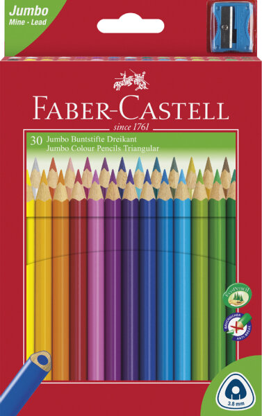 FABER-CASTELL Crayons de couleur Jumbo triangulaire, 30 étui