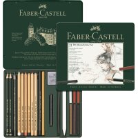 FABER-CASTELL PITT MONOCHROME Set medium, 21-teiliges Etui