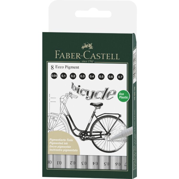 FABER-CASTELL Pigmentliner ECCO PIGMENT, schwarz, 8er Etui