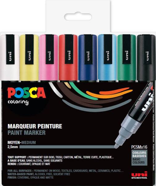 POSCA Marqueur à pigment PC-5M, étui de 16