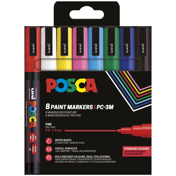 POSCA Marqueur à pigment PC-3M, étui de 16, assorti