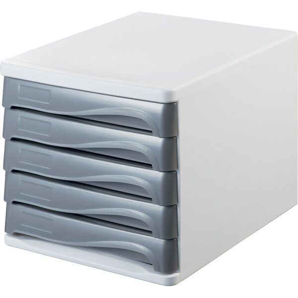 helit Module de classement the wave, 5 tiroirs, blanc/gris