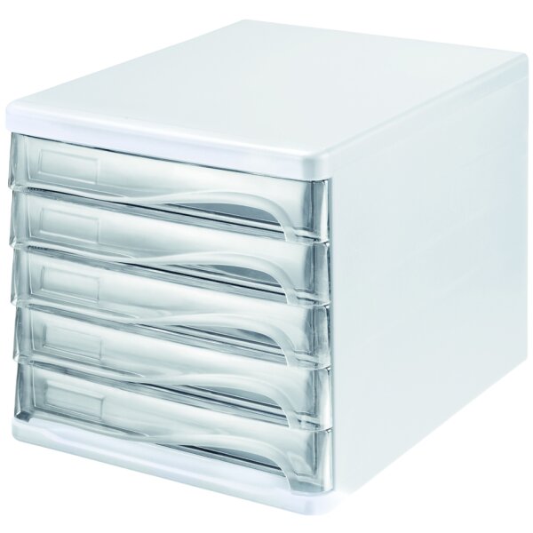 helit Module de classement the wave, 5 tiroirs, blanc/gris