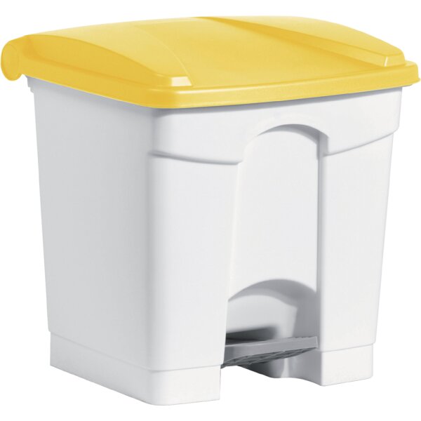 helit Poubelle à pédale the step, 30 litres, blanc/jaune
