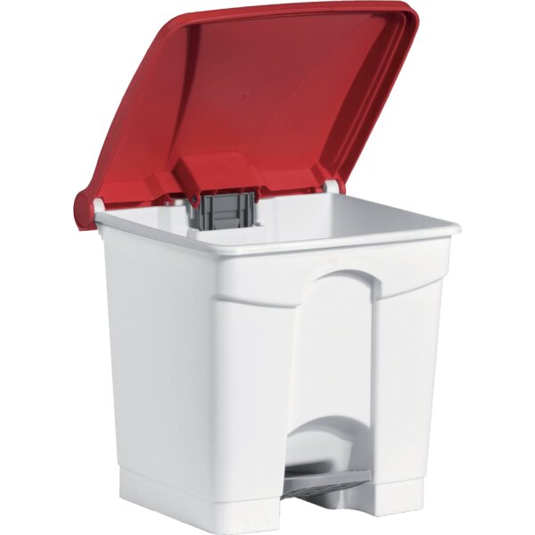 helit Tret-Abfalleimer "the step", 30 Liter, weiss rot