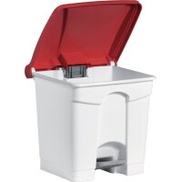 helit Tret-Abfalleimer "the step", 30 Liter, weiss rot