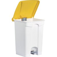 helit Poubelle à pedale the step, 45 litres, blanc/jaune