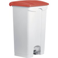 helit Poubelle à pédale the step, 90 litres, blanc/rouge