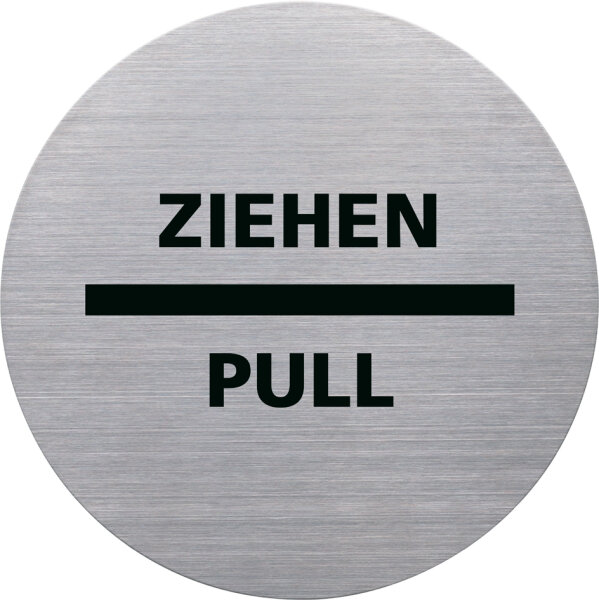 helit Piktogramm "the badge" ZIEHEN PULL, rund, silber