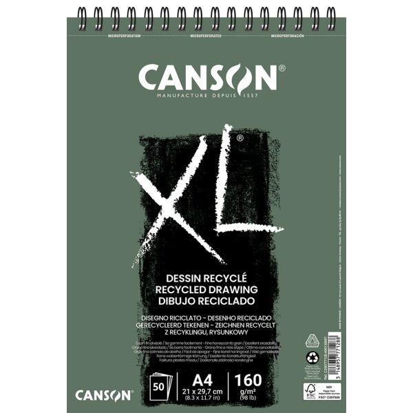 CANSON Bloc à croquis et études XL DESSIN RECYCLE, A4