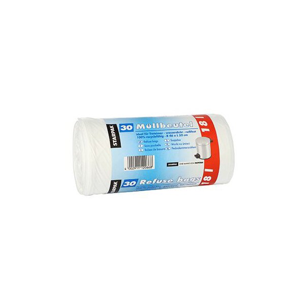 STARPAK Sac poubelle LDPE, 18 litres, blanc