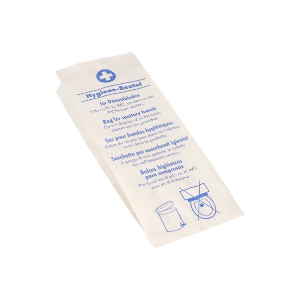 PAPSTAR Sachet hygi&eacute;nique en papier, imprim&eacute;, blanc/bleu