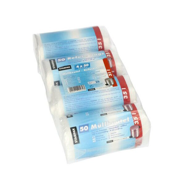 STARPAK Sac poubelle HDPE, 35 litres, transparent