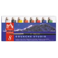 CARAN DACHE Deckfarbe Gouache 2001.408 8 Farben Pinsel