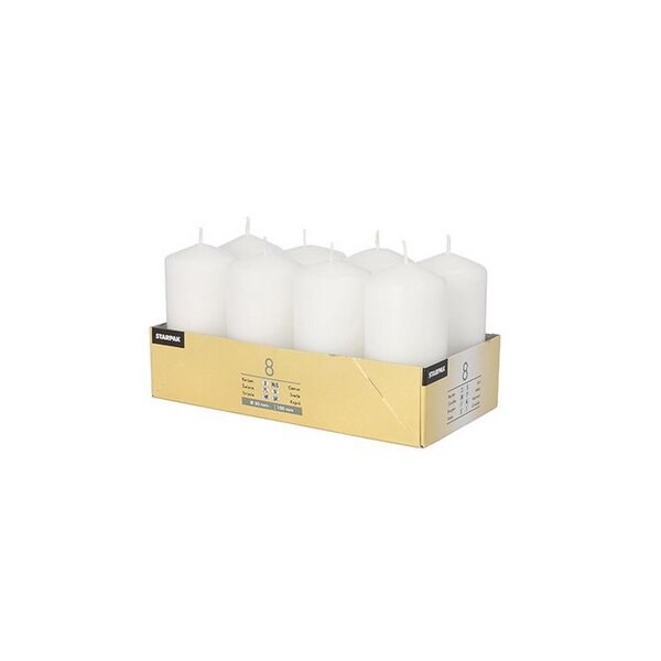 STARPAK Stumpenkerze, Durchmesser: 50 mm, weiss, 8er