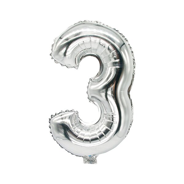 PAPSTAR Folienballon "Zahlen", Ziffer: 3, silber
