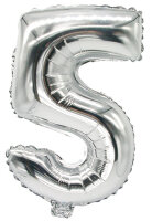 PAPSTAR Folienballon "Zahlen", Ziffer: 5, silber