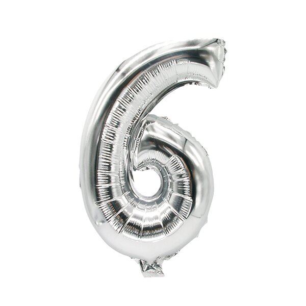 PAPSTAR Ballon en film Chiffres, chiffre: 6, argent