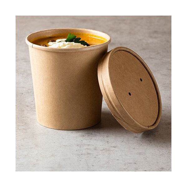 PAPSTAR Gobelet à soupe pure, rond, 230 ml, brun