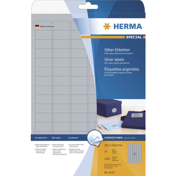 HERMA Folien-Etiketten SPECIAL, 210 x 297 mm, silber