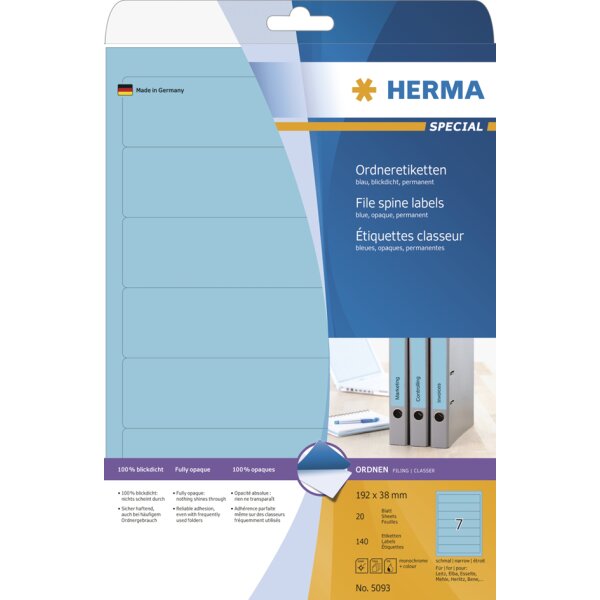 HERMA Ordnerrücken-Etiketten SPECIAL, 192 x 38 mm, gelb
