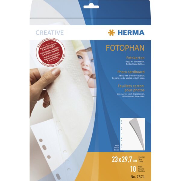 HERMA Fotokarton, 230 x 297 mm, weiss, Inhalt: 250 Blatt