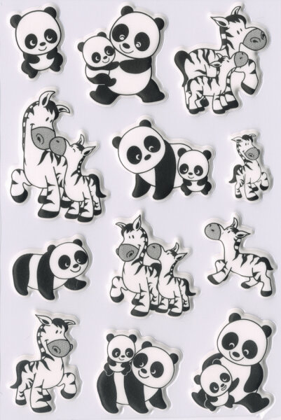 HERMA Sticker MAGIC Familles de pandas et de zèbres, Foam