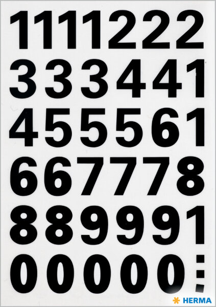HERMA Zahlen-Sticker 0-9, Folie schwarz, Höhe: 15 mm