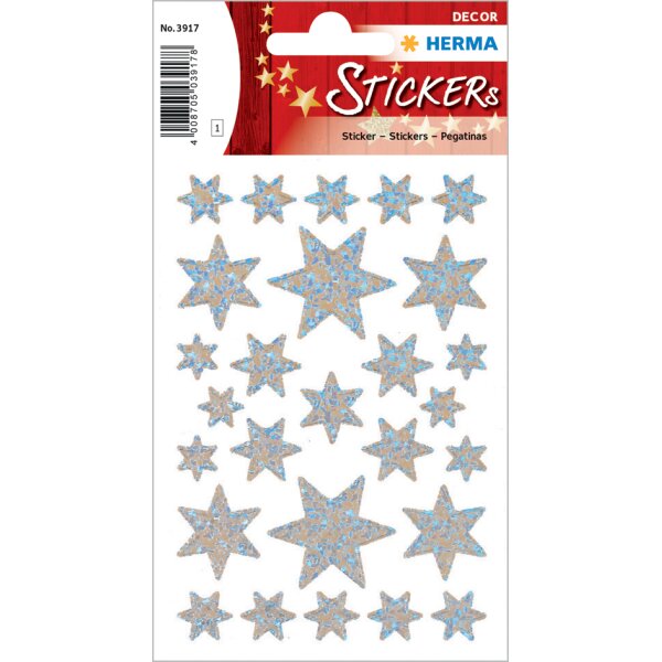HERMA Weihnachts-Sticker DECOR "Sterne", gold, beglimmert