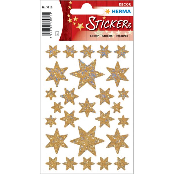 HERMA Sticker de N&ouml;el DECOR &eacute;toiles, assorti, argent,