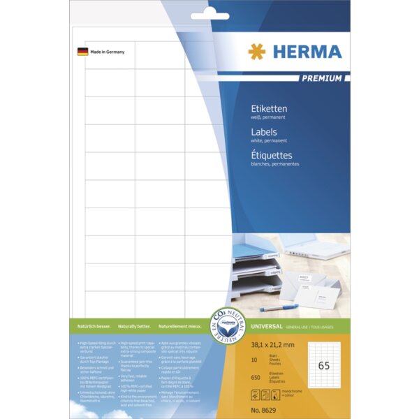 HERMA Universal-Etiketten PREMIUM, 70 x 36 mm, weiss