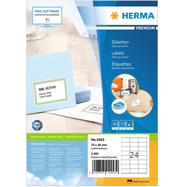 HERMA Étiquette universelle PREMIUM, 63,5 x 46,6 mm, blanc