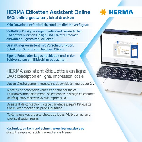 HERMA Universal-Etiketten PREMIUM, 70 x 50,8 mm, weiss